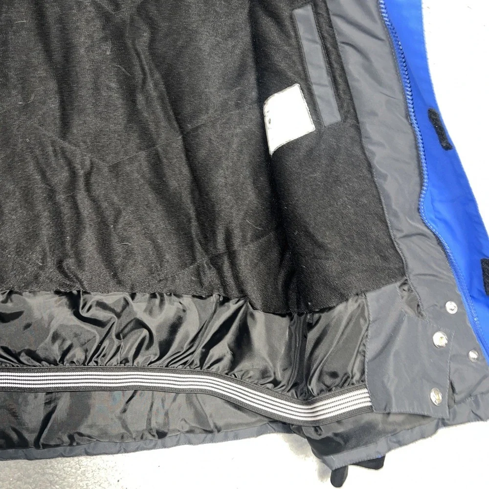 Noize‎ Puffer Jacket Youth Size S Blue Black Green Color Block Hooded Insulated